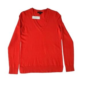 Ann Taylor Red V Neckline 100% Cashmere Sweater M